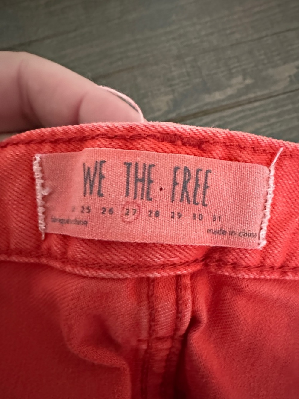 We The Free Straight Button-Fly Jeans in Red-Orange - Picture 7 of 7